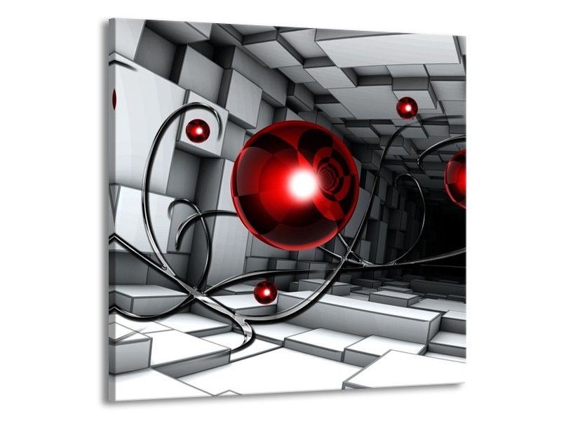 Canvas schilderij Modern | Rood, Grijs, Zwart | 50x50cm 1Luik