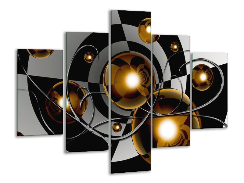 Glas schilderij Modern | Goud, Zwart, Grijs | 100x70cm 5Luik