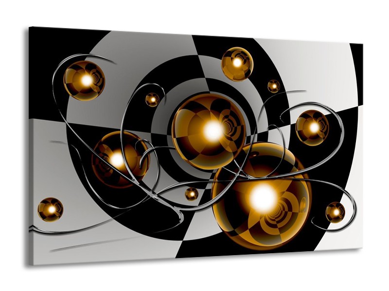 Glas schilderij Modern | Goud, Zwart, Grijs | 140x90cm 1Luik