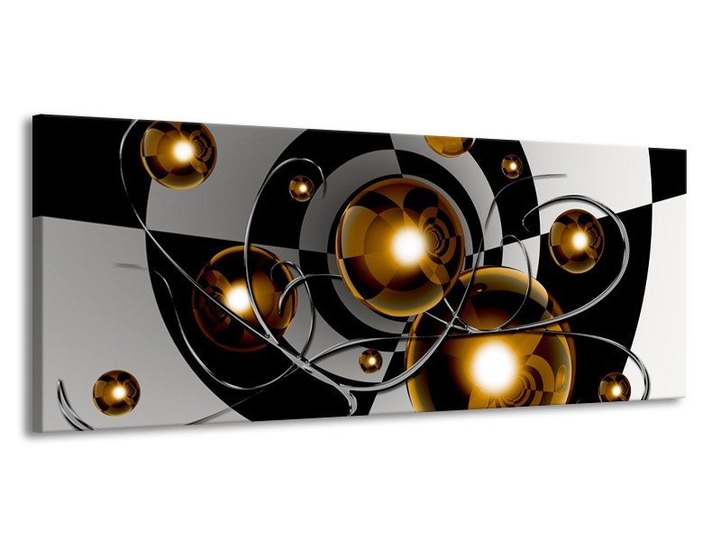 Glas schilderij Modern | Goud, Zwart, Grijs | 145x58cm 1Luik