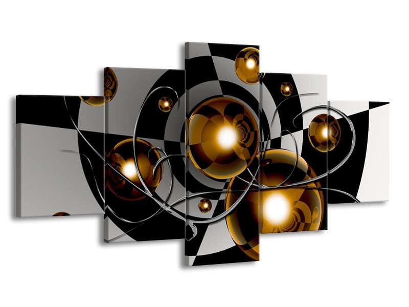 Glas schilderij Modern | Goud, Zwart, Grijs | 150x80cm 5Luik