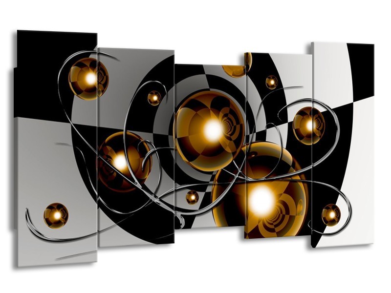 Glas schilderij Modern | Goud, Zwart, Grijs | 150x80cm 5Luik