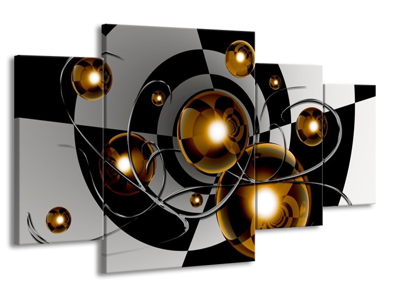 Glas schilderij Modern | Goud, Zwart, Grijs | 160x90cm 4Luik