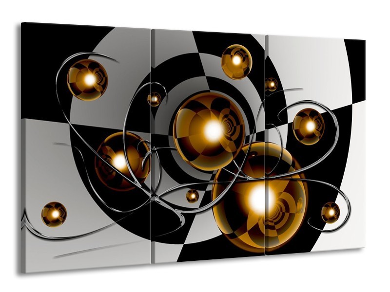 Glas schilderij Modern | Goud, Zwart, Grijs | 165x100cm 3Luik