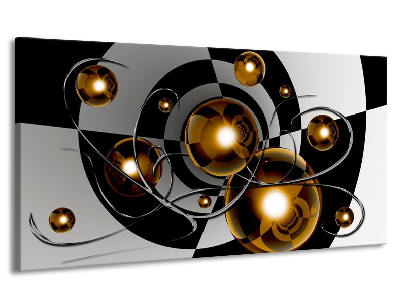 Canvas schilderij Modern | Goud, Zwart, Grijs | 170x90cm 1Luik