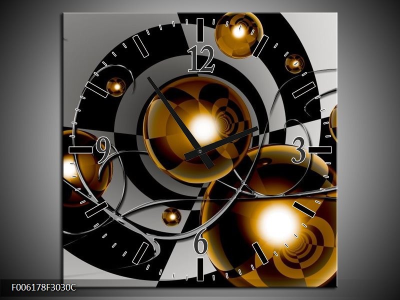 Klok schilderij Modern | Goud, Zwart, Grijs | 30x30cm 1Luik