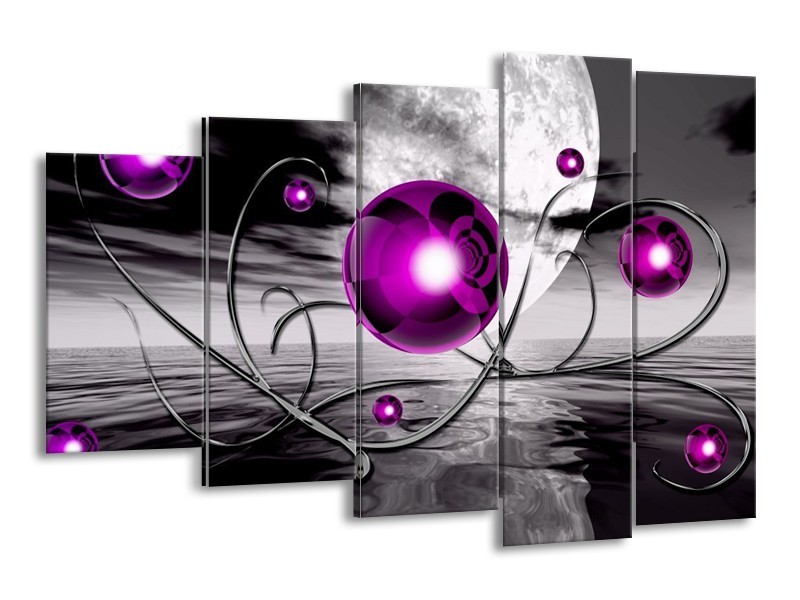 Canvas schilderij Modern | Paars, Grijs | 150x100cm 5Luik