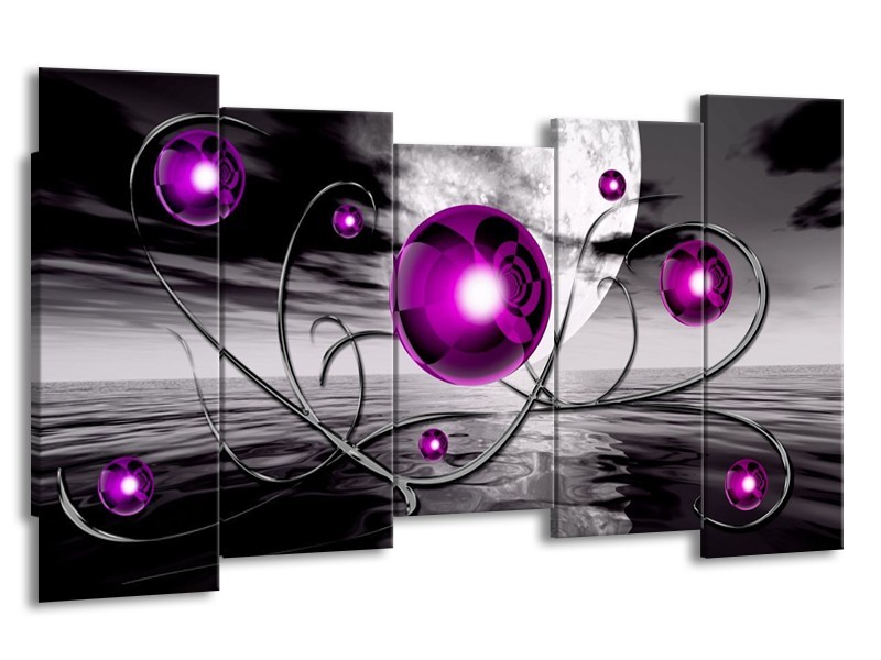 Glas schilderij Modern | Paars, Grijs | 150x80cm 5Luik