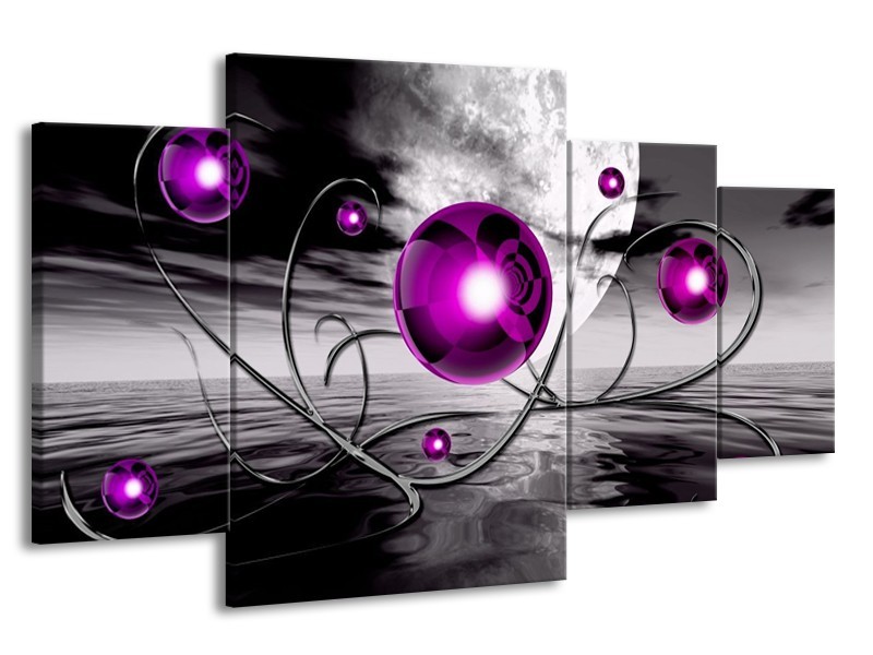 Glas schilderij Modern | Paars, Grijs | 160x90cm 4Luik