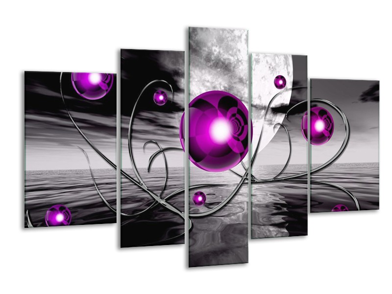 Canvas schilderij Modern | Paars, Grijs | 170x100cm 5Luik