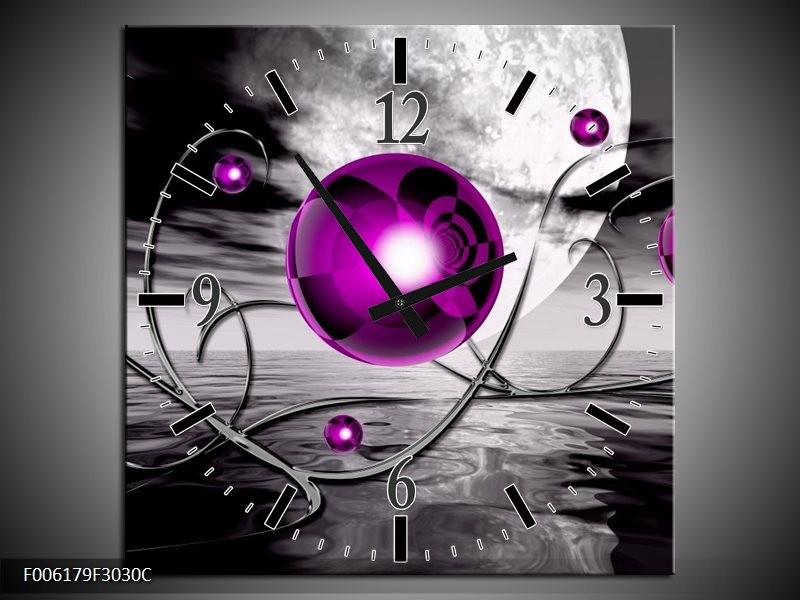 Klok schilderij Modern | Paars, Grijs | 30x30cm 1Luik
