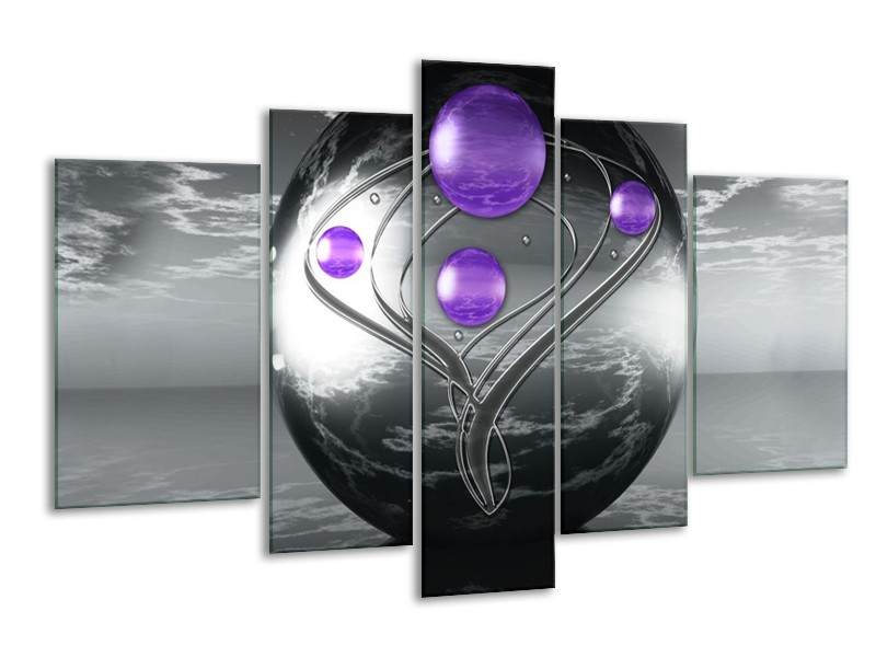 Canvas schilderij Modern | Paars, Grijs | 170x100cm 5Luik