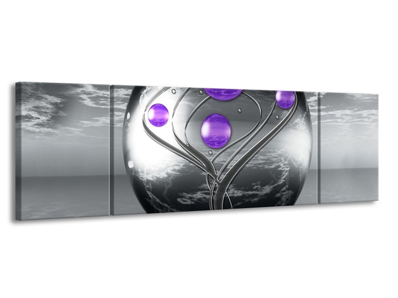 Glas schilderij Modern | Paars, Grijs | 170x50cm 3Luik