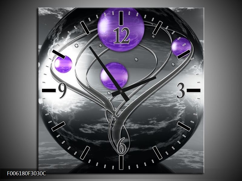 Klok schilderij Modern | Paars, Grijs | 30x30cm 1Luik