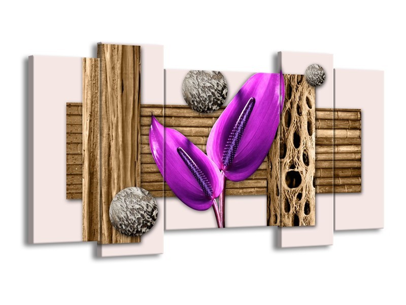 Glas schilderij Modern | Paars, Roze, Bruin | 120x65cm 5Luik