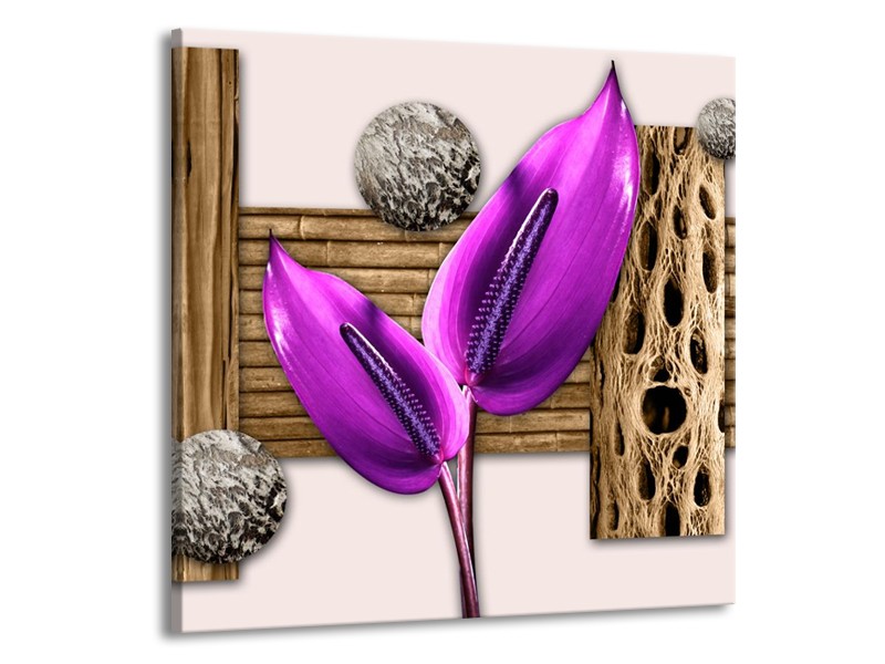 Canvas schilderij Modern | Paars, Roze, Bruin | 70x70cm 1Luik