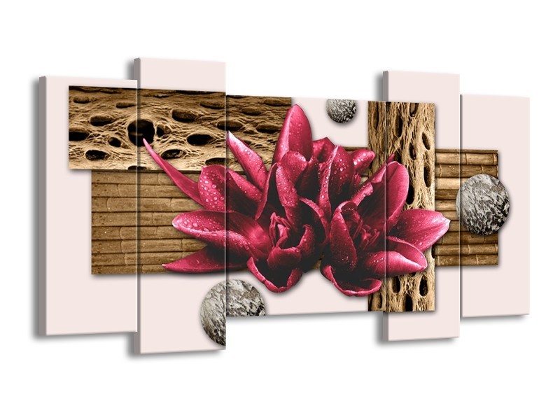 Glas schilderij Modern | Bruin, Rood, Crème | 120x65cm 5Luik