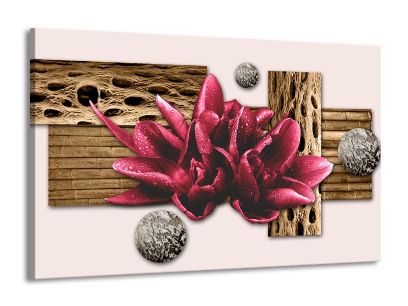 Glas schilderij Modern | Bruin, Rood, Crème | 140x90cm 1Luik