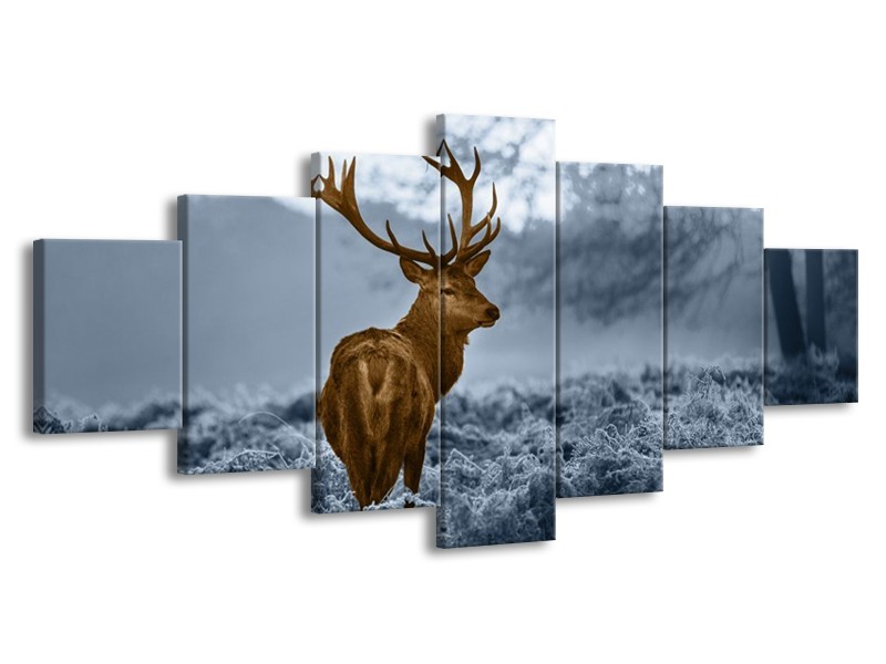 Glas schilderij Hert | Bruin, Blauw, Grijs | 210x100cm 7Luik