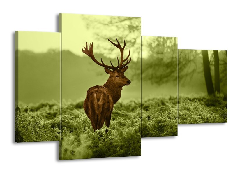 Glas schilderij Hert | Bruin, Groen | 120x75cm 4Luik