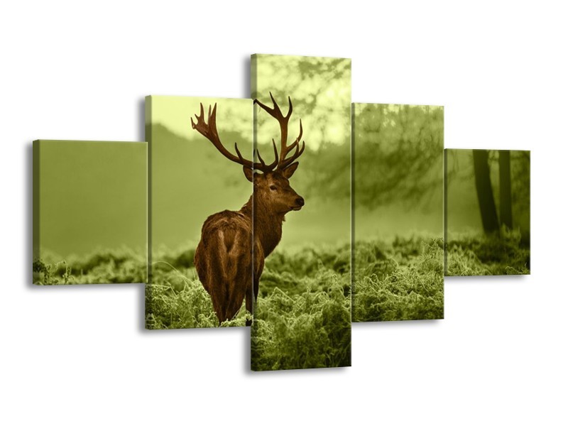 Glas schilderij Hert | Bruin, Groen | 125x70cm 5Luik