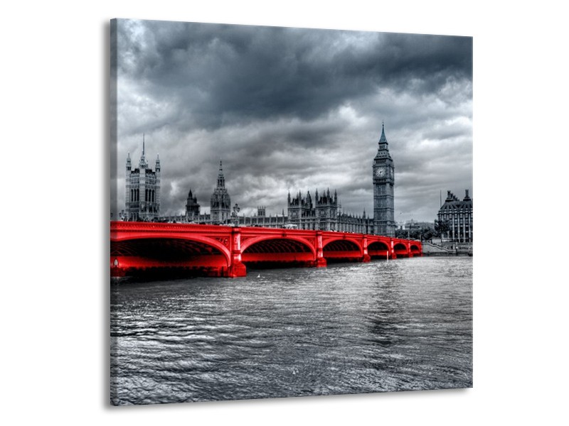 Glas schilderij Brug | Rood, Grijs | 50x50cm 1Luik