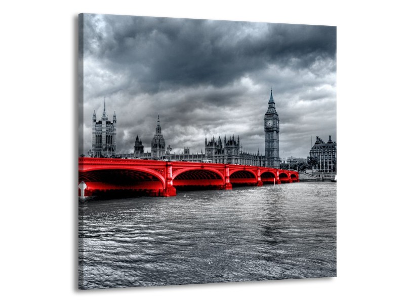 Canvas schilderij Brug | Rood, Grijs | 70x70cm 1Luik