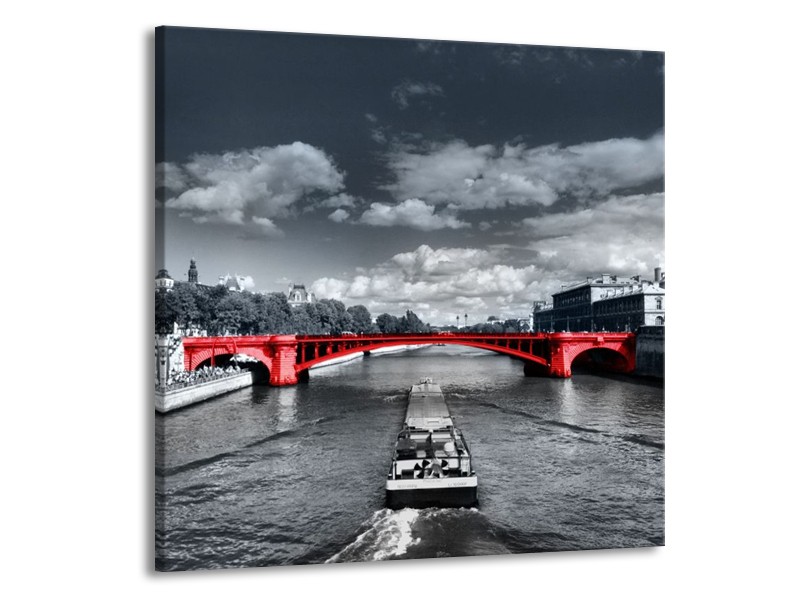 Glas schilderij Brug | Rood, Grijs | 50x50cm 1Luik