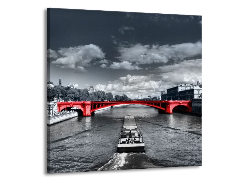 Canvas schilderij Brug | Rood, Grijs | 70x70cm 1Luik