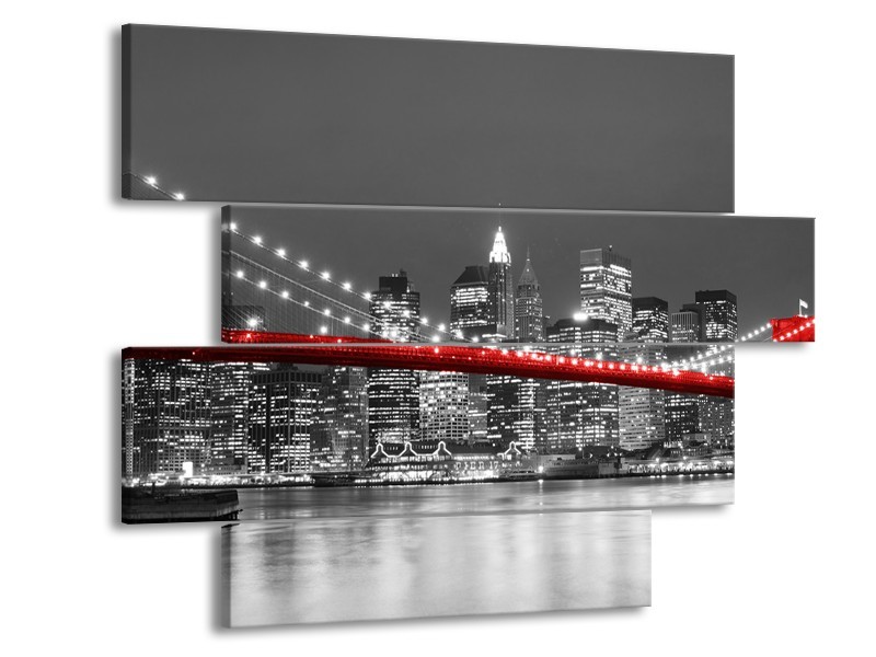 Glas schilderij Brug | Rood, Grijs | 115x85cm 4Luik