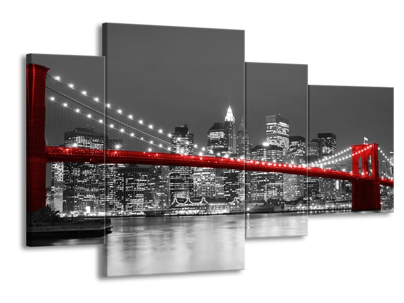 Glas schilderij Brug | Rood, Grijs | 120x75cm 4Luik