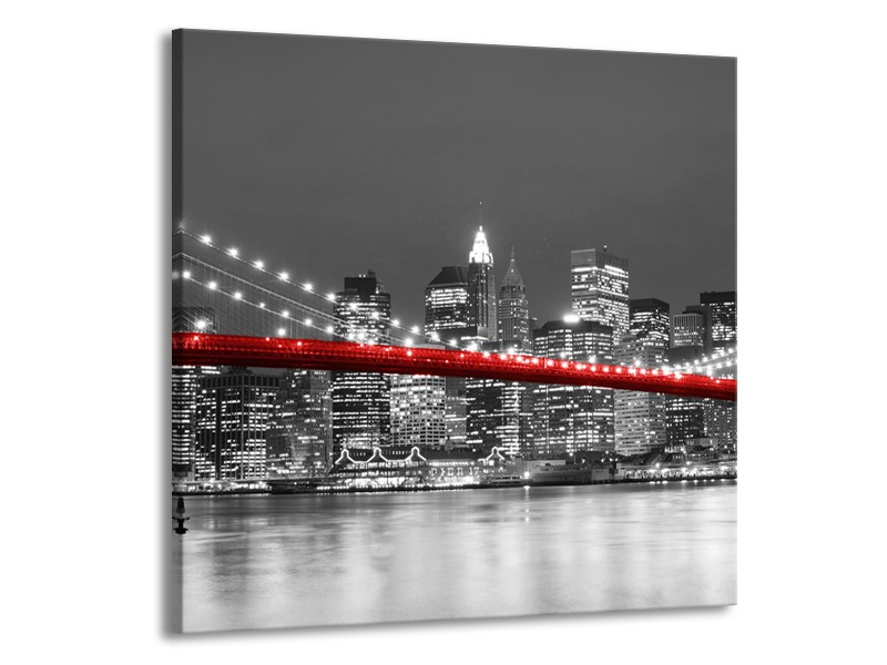 Glas schilderij Brug | Rood, Grijs | 50x50cm 1Luik