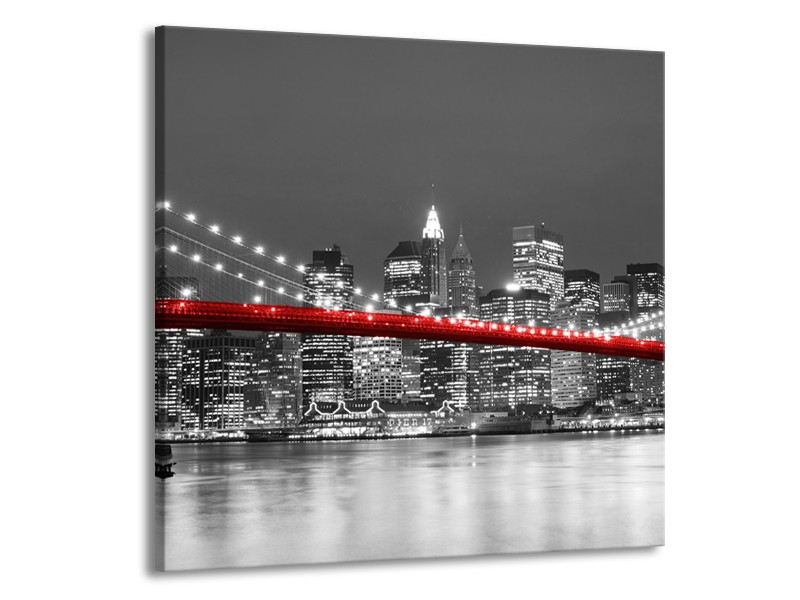 Canvas schilderij Brug | Rood, Grijs | 70x70cm 1Luik