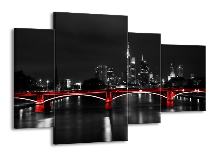 Glas schilderij Brug | Rood, Grijs | 120x75cm 4Luik