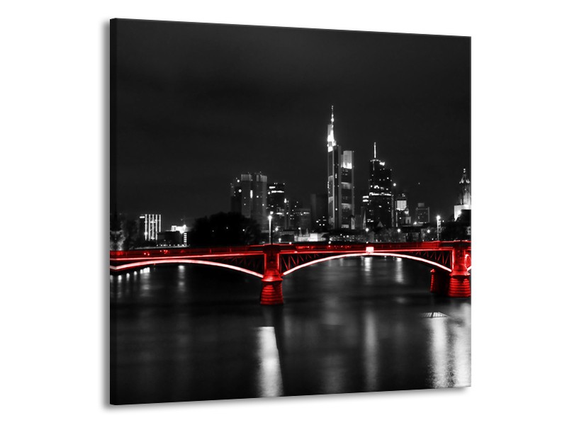 Glas schilderij Brug | Rood, Grijs | 50x50cm 1Luik