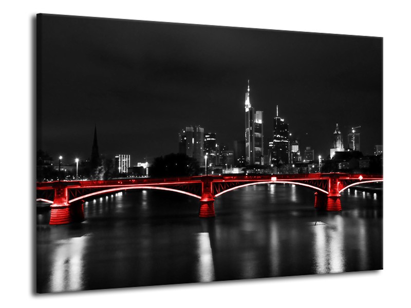 Canvas schilderij Brug | Rood, Grijs | 70x50cm 1Luik