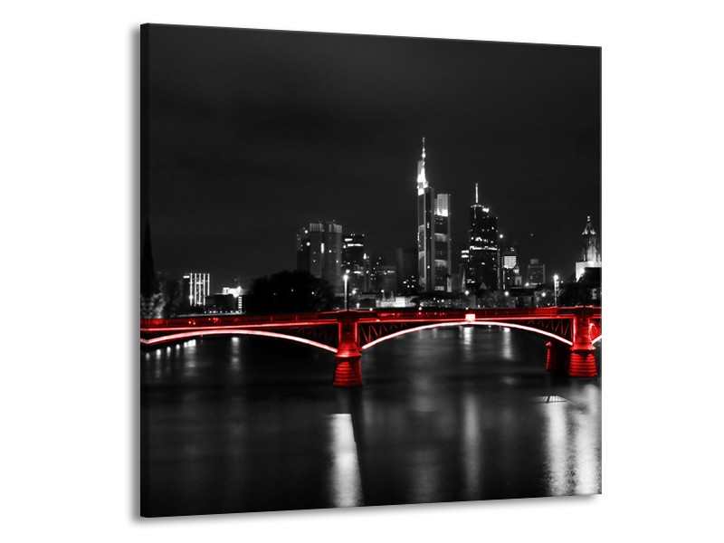 Canvas schilderij Brug | Rood, Grijs | 70x70cm 1Luik