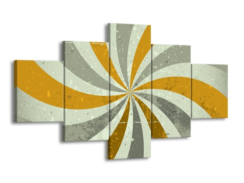 Canvas schilderij Abstract | Grijs, Bruin | 125x70cm 5Luik