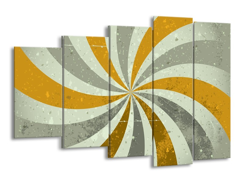 Canvas schilderij Abstract | Grijs, Bruin | 150x100cm 5Luik