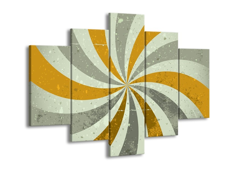 Canvas schilderij Abstract | Grijs, Bruin | 150x105cm 5Luik