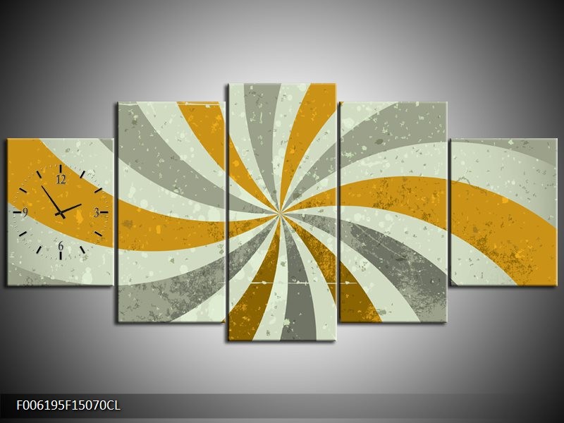 Klok schilderij Abstract | Grijs, Bruin | 150x70cm 5Luik