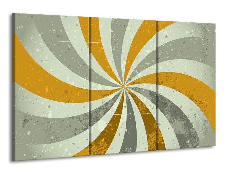 Canvas schilderij Abstract | Grijs, Bruin | 165x100cm 3Luik