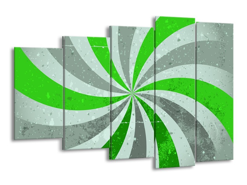 Canvas schilderij Abstract | Groen, Grijs | 150x100cm 5Luik