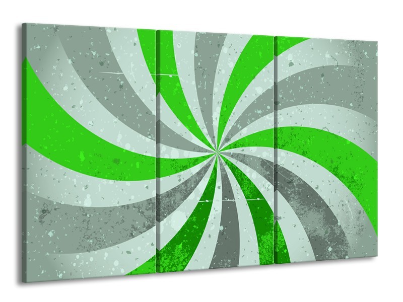 Canvas schilderij Abstract | Groen, Grijs | 165x100cm 3Luik