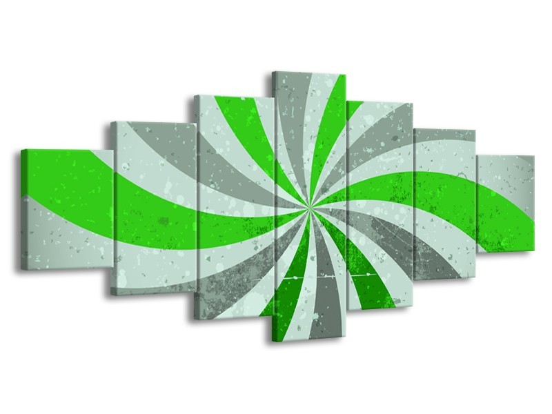 Canvas schilderij Abstract | Groen, Grijs | 210x100cm 7Luik