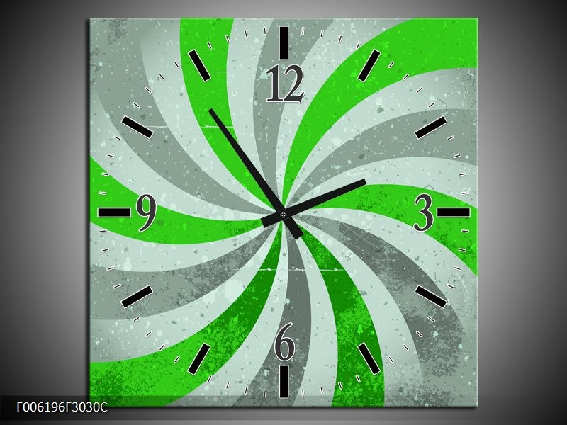 Klok schilderij Abstract | Groen, Grijs | 30x30cm 1Luik