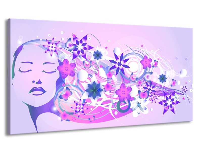 Canvas schilderij Abstract | Roze, Paars, Wit | 170x90cm 1Luik