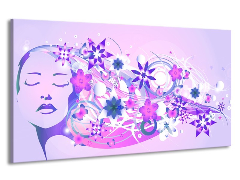 Canvas schilderij Abstract | Roze, Paars, Wit | 190x100cm 1Luik