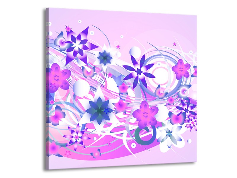 Canvas schilderij Abstract | Roze, Paars, Wit | 70x70cm 1Luik