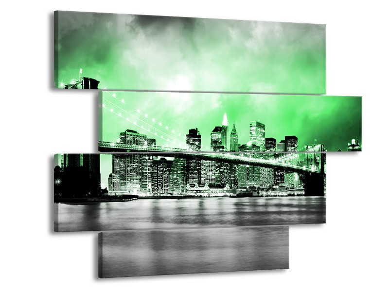 Glas schilderij Brug | Grijs, Groen | 115x85cm 4Luik